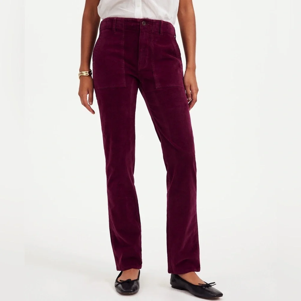 Madewell The Petite Slim Straight Trouser Pant in Garment Dye Navy Corduroy NWT